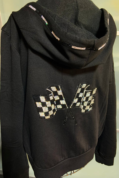 Checkered Flag Zip Hoodie Jacket..